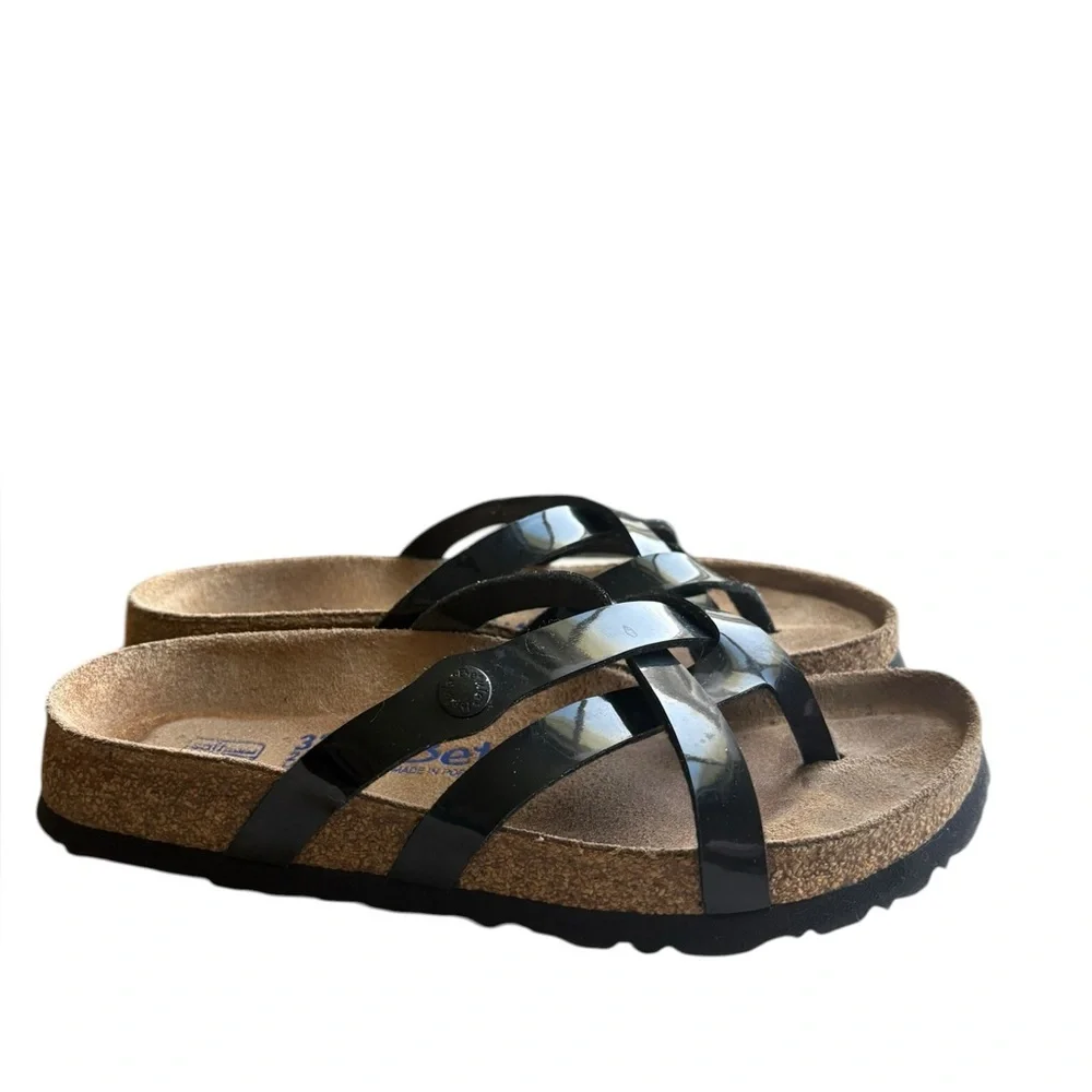 Birkenstock Betula Vinja Soft Footbed Patent Croc Black Sandals Size 37/US6